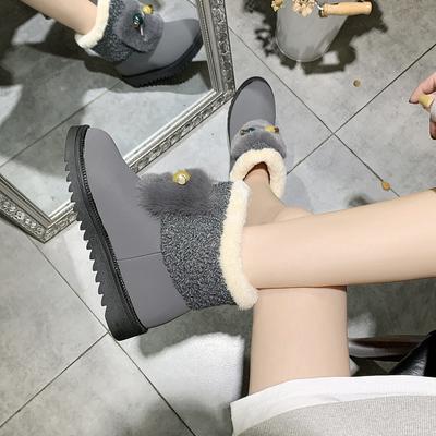 Shoes For Women Chunky Ankle Rhinestone Womens Snow Boots Booties Platform Brown Anti Slip Chic Point Hot And Low Price Pu Work