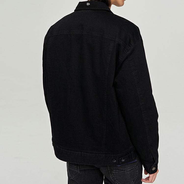 Lee Comfortable Solid Color Denim Jacket Down Coat Men Outerwear Black LMT0063193YS00F898L00