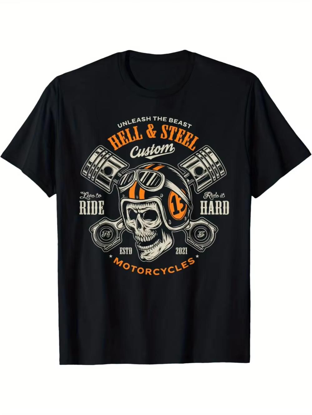 Unisexs Vintage Motorcycle Graphic TShirt Oversized Streetwear T with Retro Racing Design Black Casual Shirt for Motorcycle Lovers 2XL