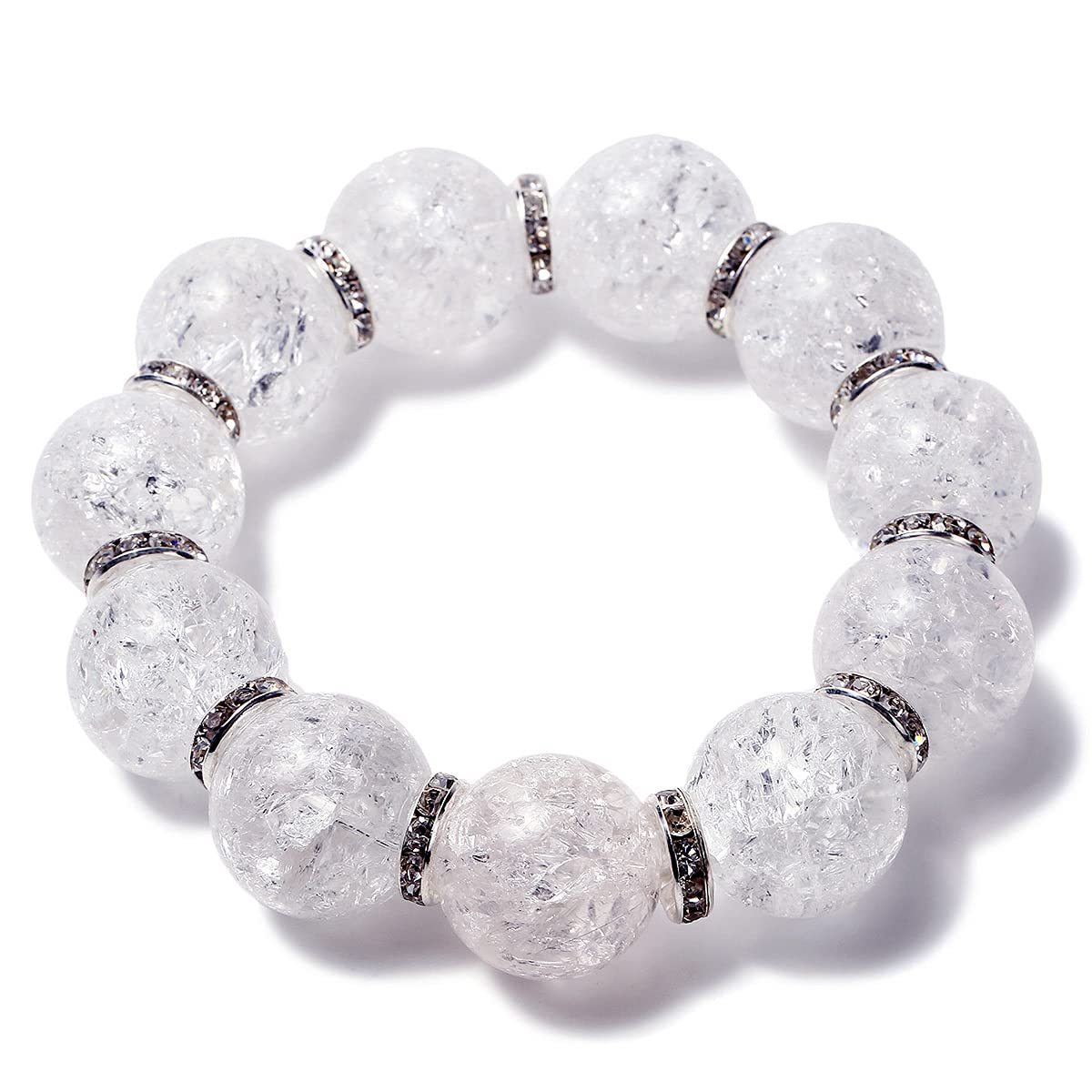 

Cracked Crystal 20mm Bracelet for Men with Gift Box in Natural Stone Prayer Beads Power Stone [Sekki] Paulownia, [b053] білий