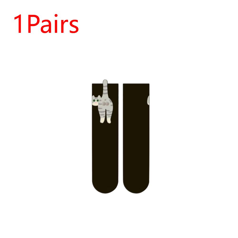 1/2 Paar Cartoon-Katzen-Socken Japanische Mittelschaft-Socken Atmungsaktive Weiche Baumwolle Schlafsocken Damen Sommer Außensocken Neuartiges Geschenk