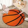 Basketball Texture Round Rug Flannel Orange Black Lines Sports Enthusiast Theme Boys Room Gym Exercise Area Floor Covering