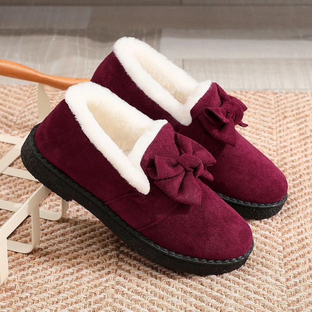 Buty damskie moda damska kokardka brązowe jesień i zima futro ciepłe buty pani codzienne komfort antypoślizgowe eleganckie buty ab565