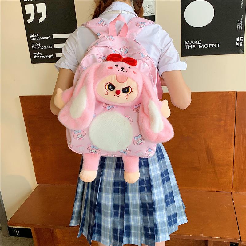 Fashion Large Capacity Primary School Bag Cartoon Cute Plush Doll Boys And Girls Backpack Children'S Backpack