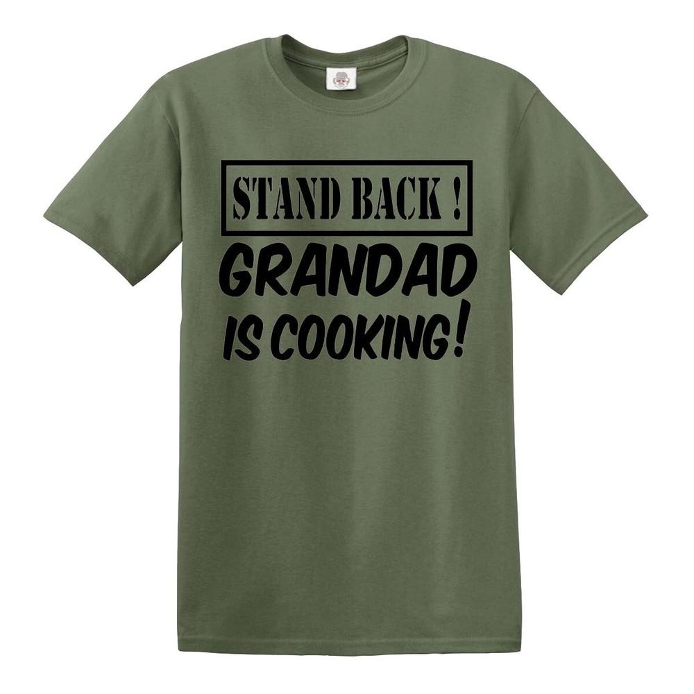 Stand back grandad is cooking tshirt mens funny novelty fathers day bbq tee top