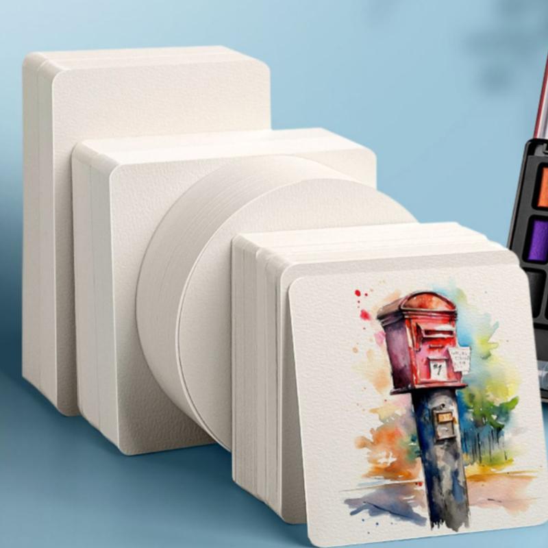 Quadrato/Rotondo 300G 25 Fogli Carta Professionale per Acquerello Cartolina Per Pittura Materiali da Disegno Scolastici