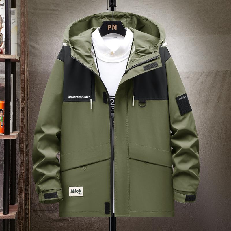

Spring and Autumn Men s Fashion Outdoor Sports Leisure Cargo Jacket 8XL зелений