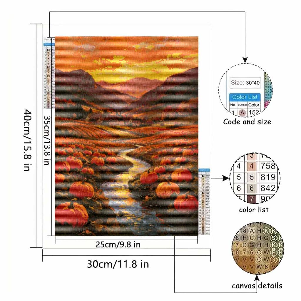 Halloween diamond painting kit handmade diy pumpkin patch landscape scenery painting home decoration painting