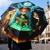 Witch Sisters In The Moonlight Automatic Folding Umbrella - 8-Rib Travel Umbrella with Auto Open/Close & Portable Gifts for holidays or birthdays