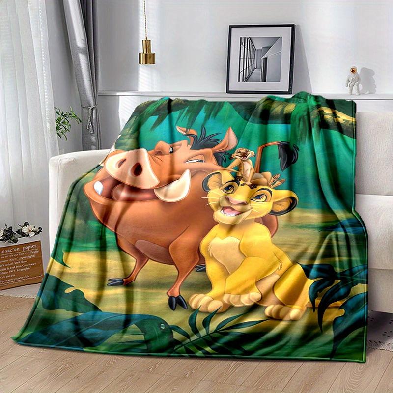 1pc. Cartoon Lion King Simba Timon Pumbaa Blanket, Home Decor Gift for All Seasons,Soft Flannel Throw Blanket, Versatile & Cozy for Bedroom,