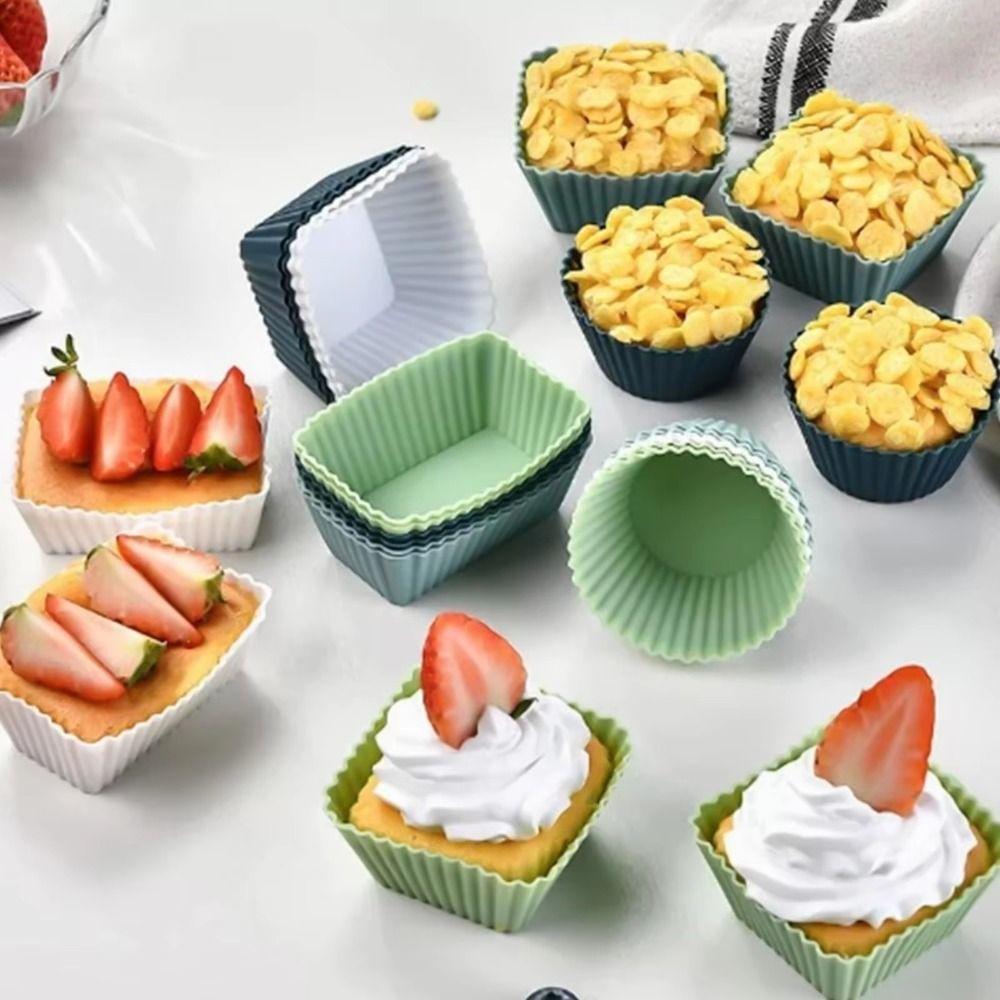 24Pcs Round/Square Silicone Muffin Molds Creative Lunch Box Dividers  Baking Supplies