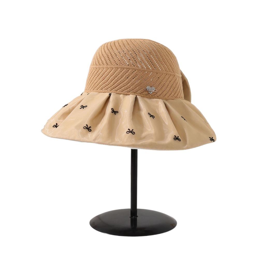 Bowknot Empty Top Sun Hat Sweet Foldable Visor Cap Cute Female Shell Hat  Outdoor