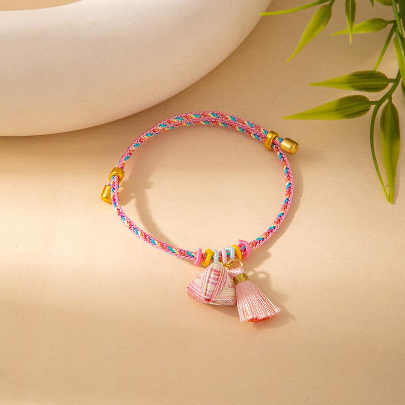 Colorful Woven Tassel Charm Bracelet Handmade Adjustable Braided Jewelry for Couples Friends Gift