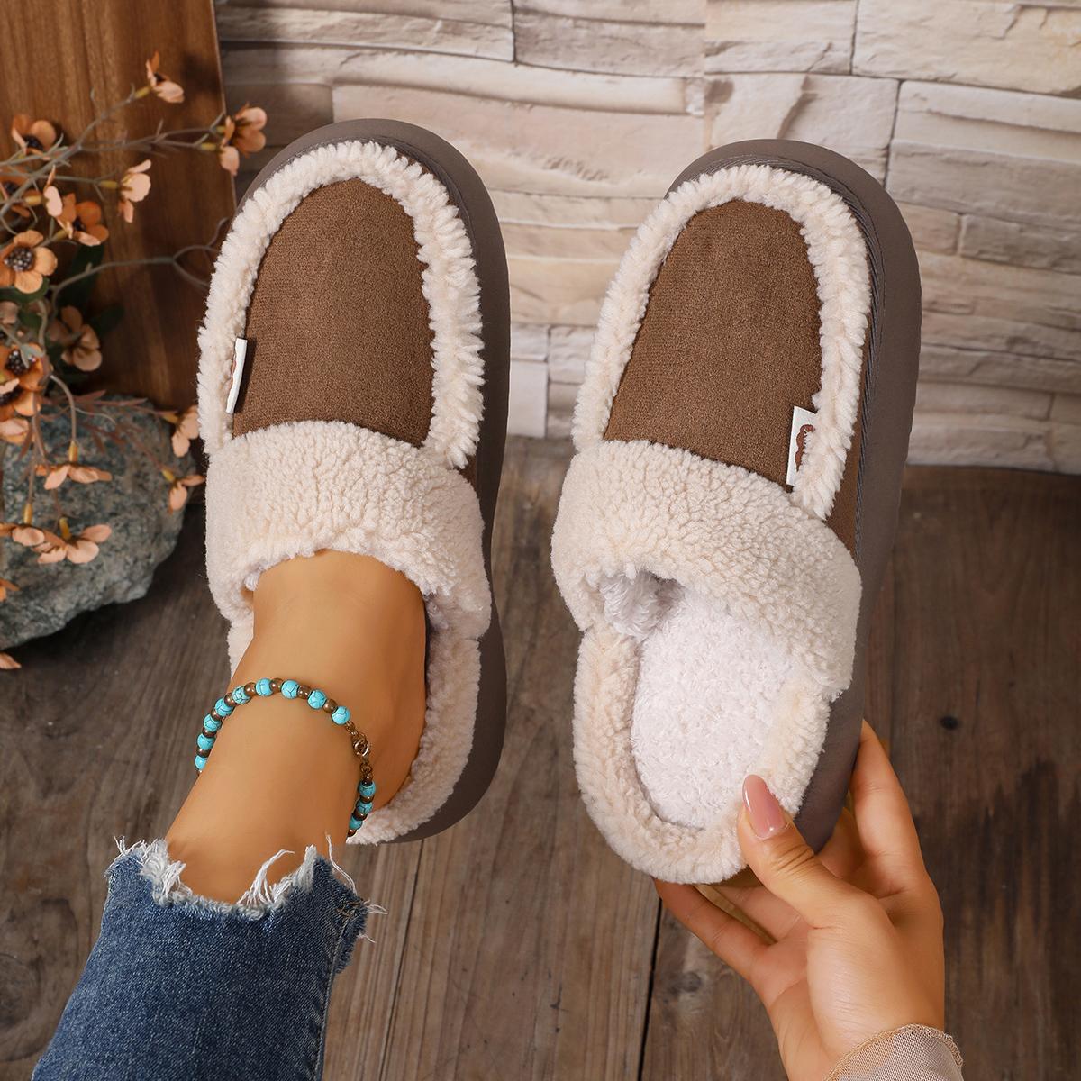 

Fashion 2025 Women Flat Comfortable Slippers Slip on Platform Shoes Women New Round Head Winter Cotton Slippers Big Size Slides Women 36-37