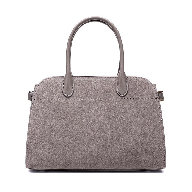 Luxury Bowling Briefcase Genuine Leather Bost Handbag Suede Crossbody Bag Noble Simple Commuting Bost Zipper Briefcase