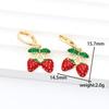 Gold-Plated Copper Strawberry Earrings with Zirconia Drip Oil - DIY Jewelry.
