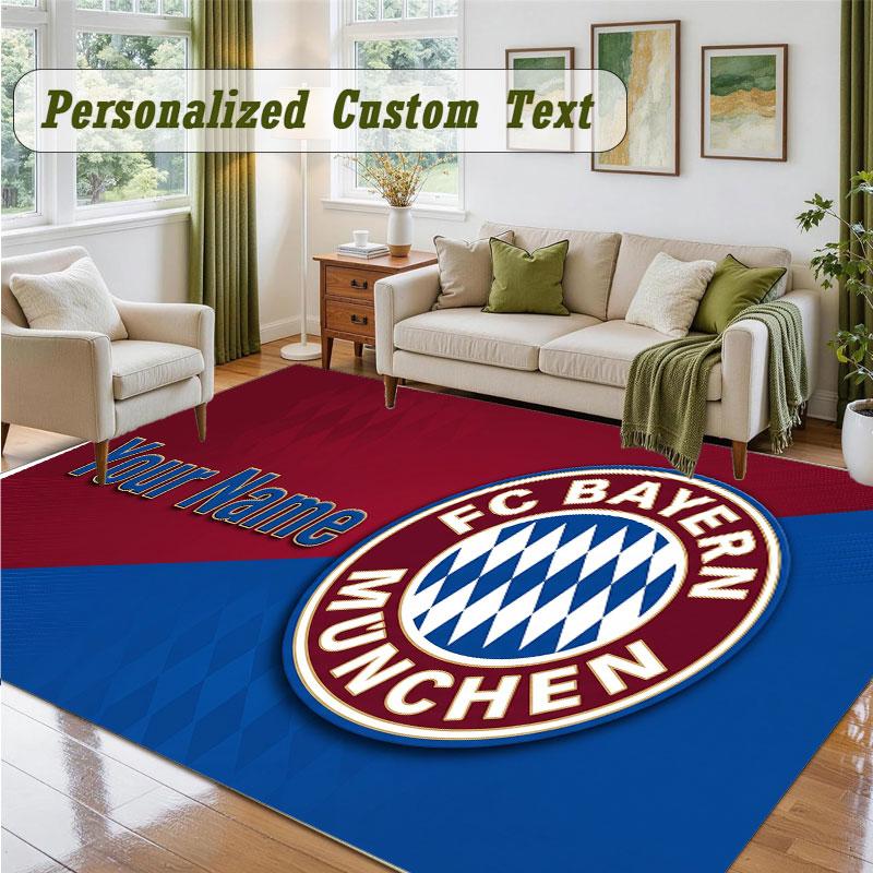 Crystal Velvet Square Rug Custom NameBayern Munich Pattern Non Slip Home Floor Decor Rug