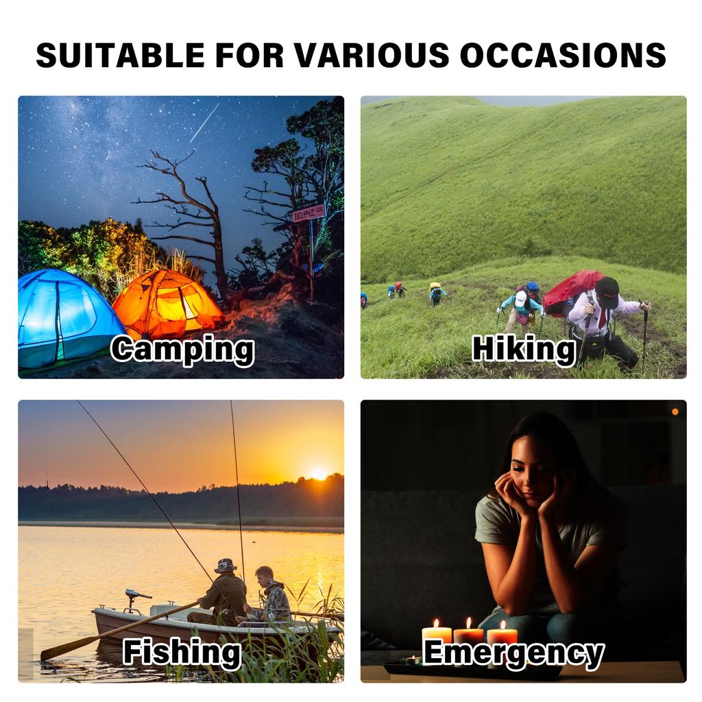 Outdoor-Camping-Laterne, USB-Aufladung, Notstromversorgung, Batterie-Display, wasserdicht, 3 Beleuchtung