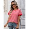 2026 Summer New Women's Casual Round Neck Patchwork Short Sleeve Striped T-Shirt