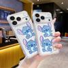 Cartoon Stitch mobile phone case transparent all-inclusive iPhone15plus shock-proof case for Apple 16 students