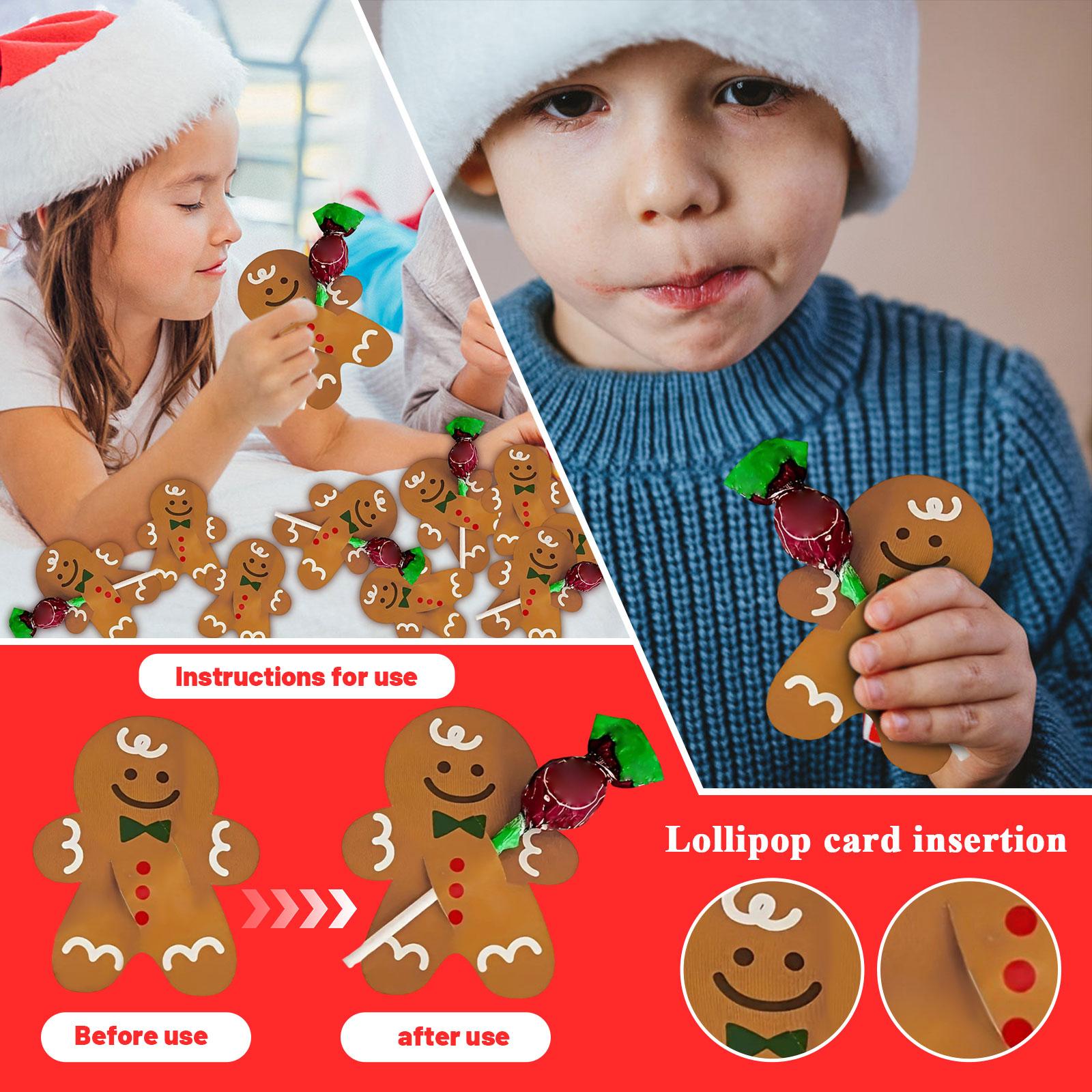 

Cartoon Cute Children s Christmas Lollipop Card DIY Message Decoration Greeting Card Christmas Candy Card One Size