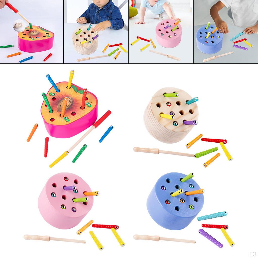 Magnetic Worm Catch Game Fine Motor Skills Color Cognitive