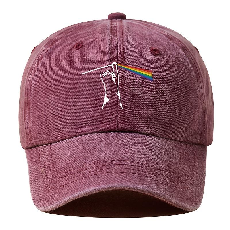 A Mens Baseball Cap Hiphop Curved Brim Snapback Cat Rainbow Baseball Cap Fashionable Versatile Trucker Hat