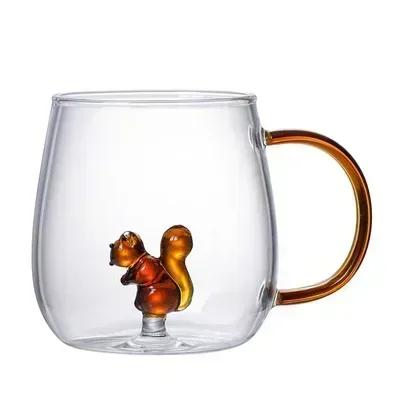 Cartoon Animal Shape Glass Home Cute High Borosilicate Glass Single Layer Cup Living Room with Guests Juice Cold Drink Cup Gift