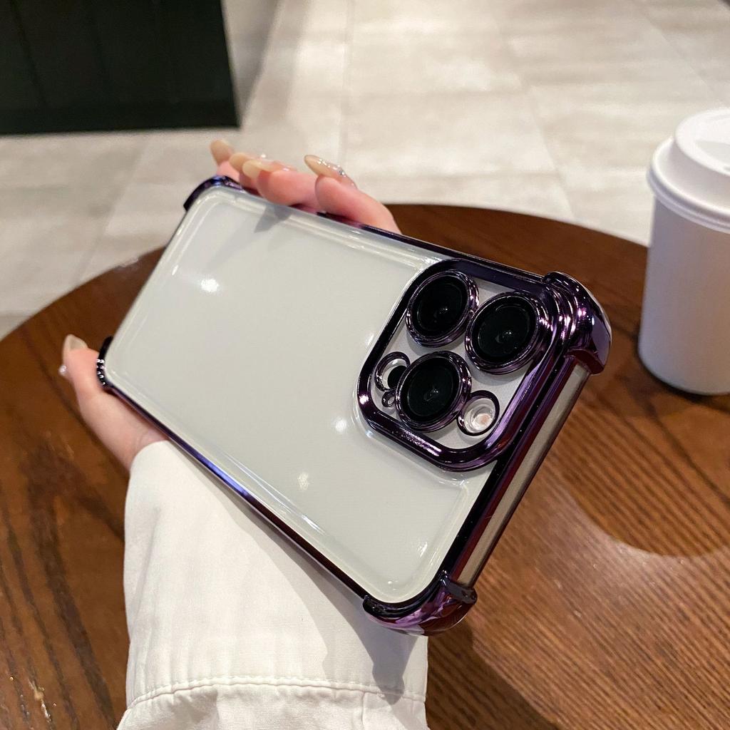 16e Electroplated Four-corner Anti-drop, Suitable for IPhone15 Phone Case, Apple 16PROMAX Gyroscope Magnetic Attraction Stand Cover