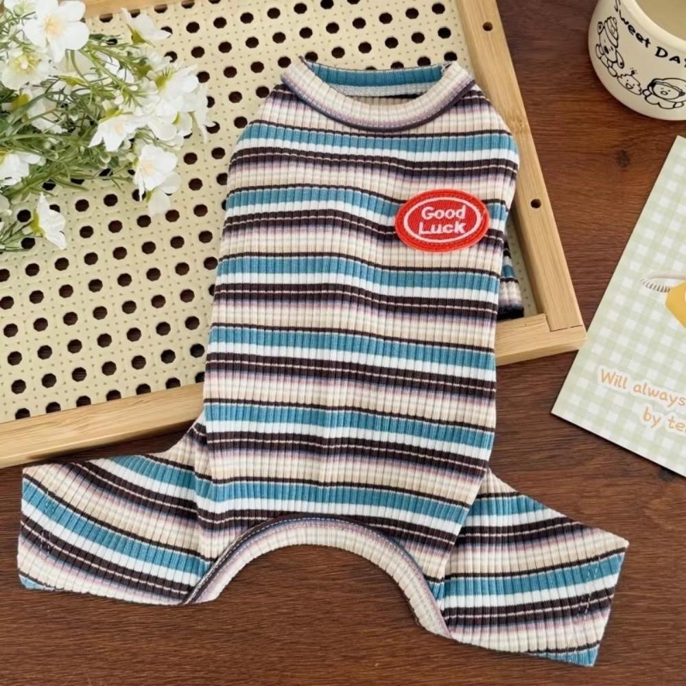 Colorful Stripes Dog Jumpsuits Cute Soft Puppy Rompers Fashion Dog Clothes