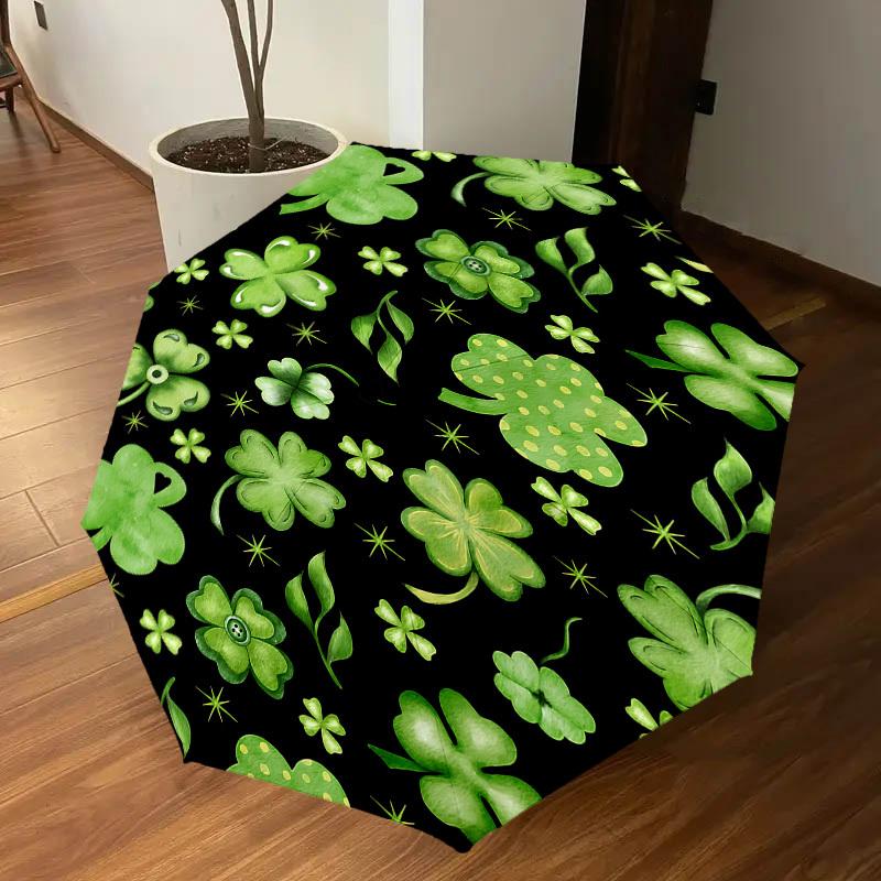 1PC clover leaves Automatic Open/Close Umbrella with Windproof, 8-Rib Sturdy Canopy, Durable Ribs, Fashionable Design, Outdoor Accessory, Fun Prin, Ho
