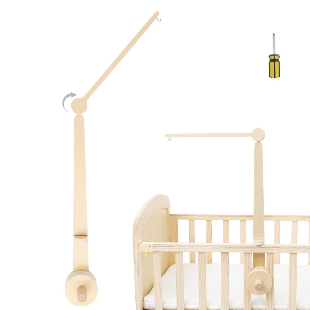 Baby Wooden Bedbell Bracket Wooden Cot Mobile Arm Unisex Crib Mobile Holder Easy Assembly Crib Mobile Arm for Cradle Stroller