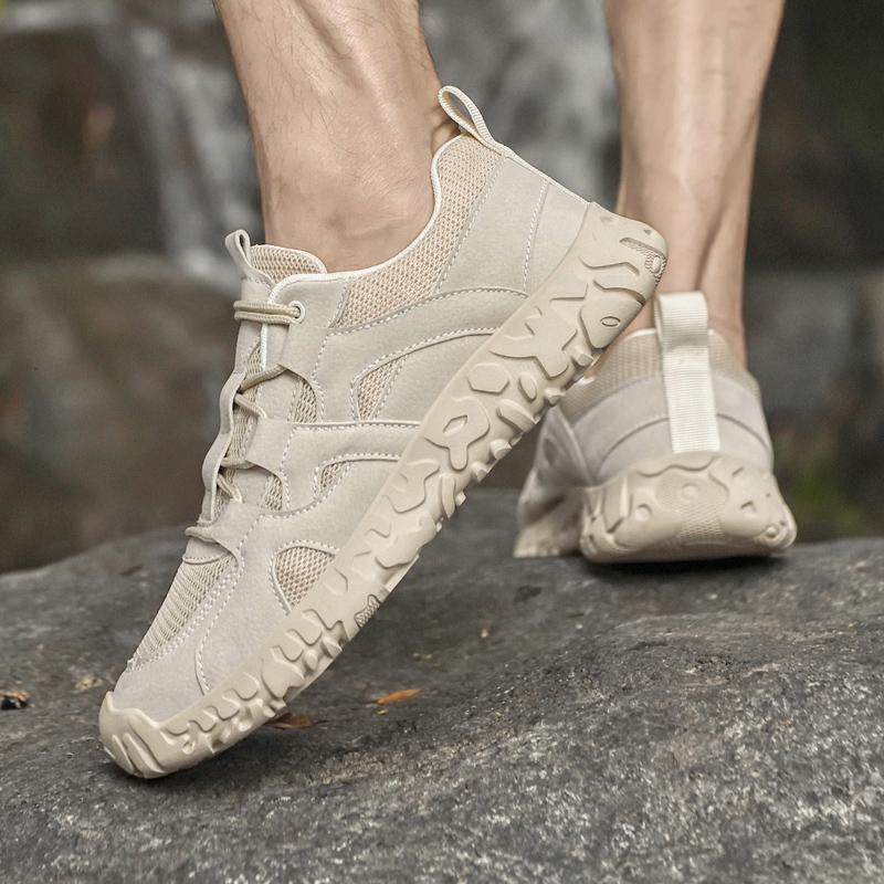 Fashion Outdoor Lace-Up Men Casual Shoes Suede Leather Sneakers for Men Non-Slip Hiking Shoe Breathable Treking Footwear Tenis Masculino