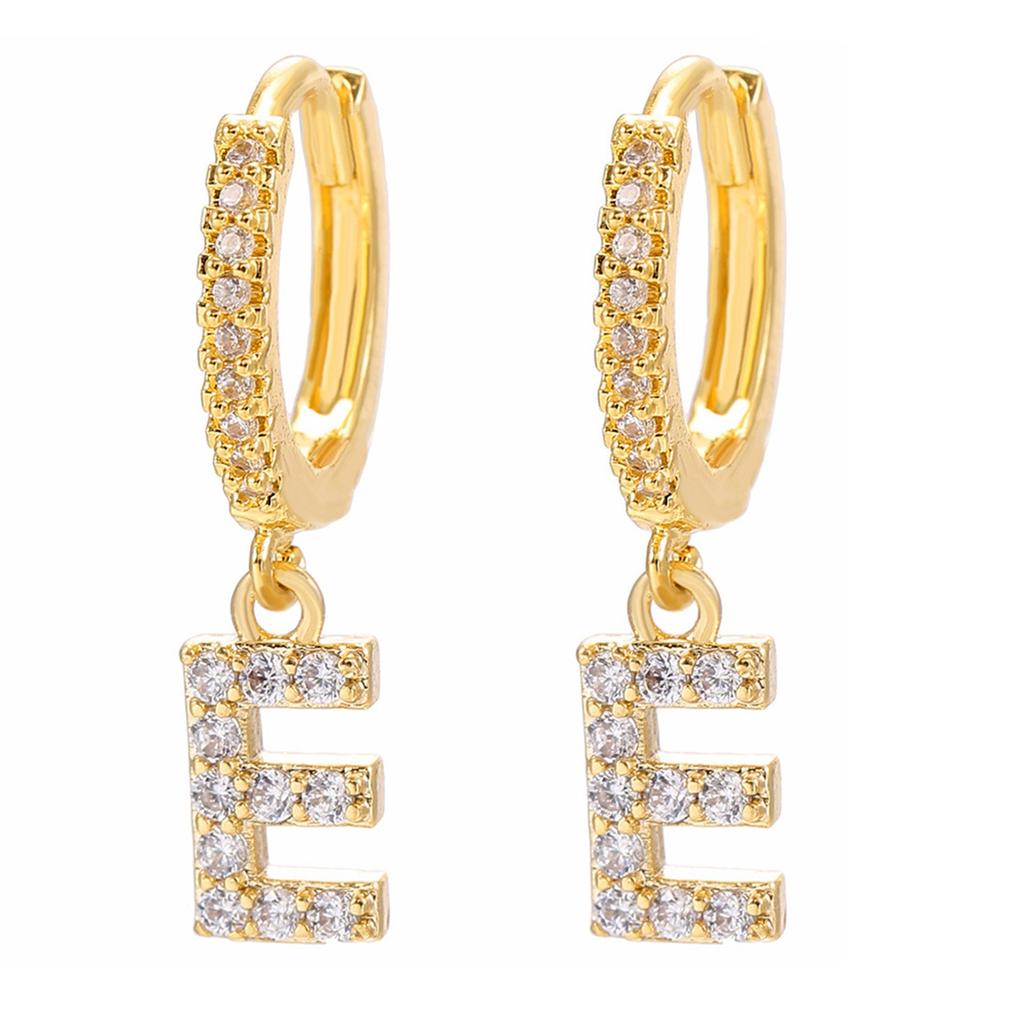A Pair Of Zircon Earrings With Letters