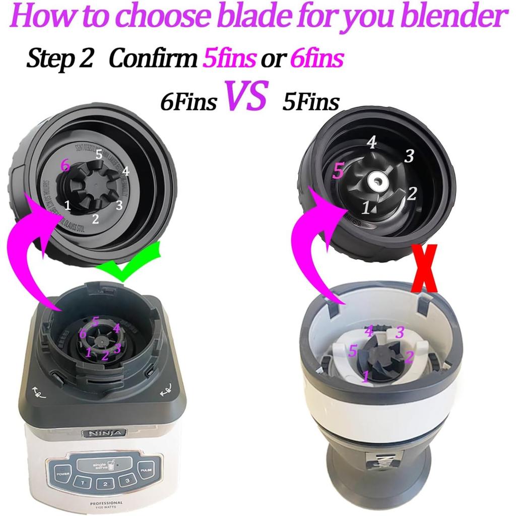 6-ašmenų vyriškas maišytuvo ašmuo, atsarginės dalys Nutri Ninja maišytuvams BL660 BL770 BL780 BL740 ir kt.(Maža 3,35 colio geležtė)