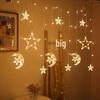 LED Moon & Star Curtain Lights, Waterproof Outdoor String Lights for Holiday and Room Décor