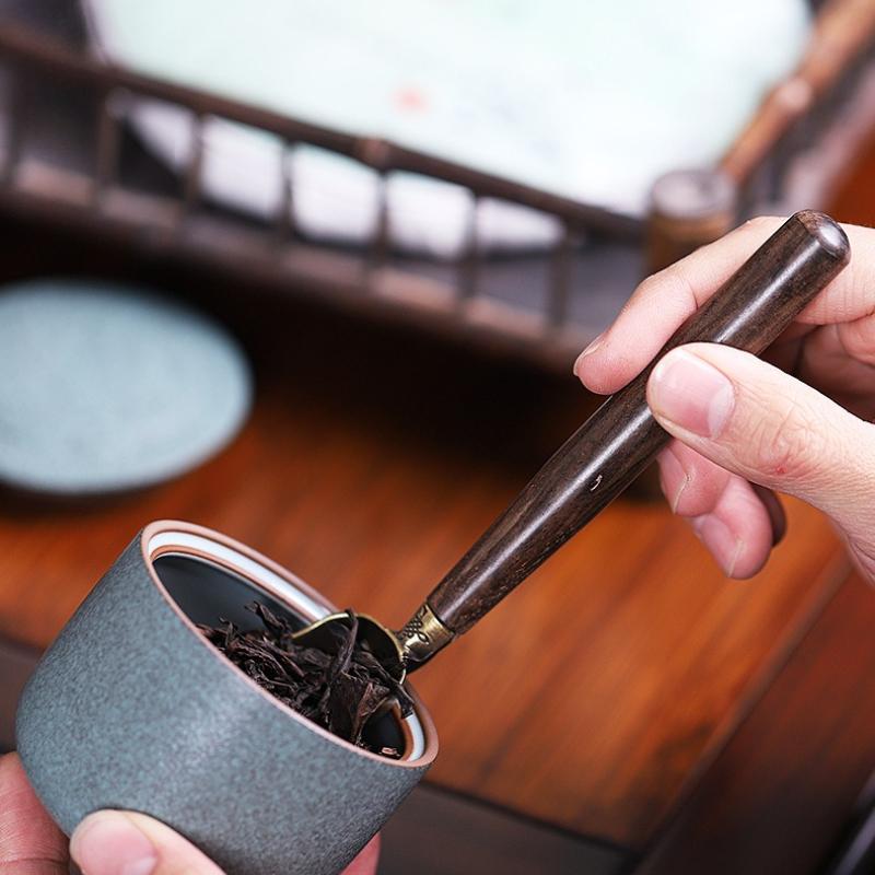 1PC Sandalwood alloy tea spoon tea spoon tea spoon Kung Fu tea set tea ceremony accessories