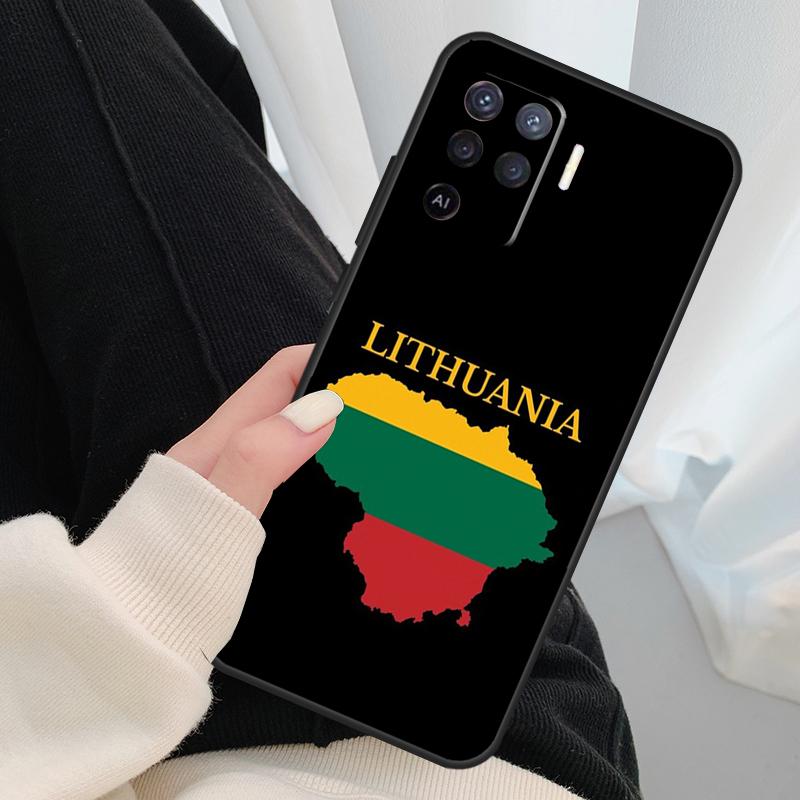 Fashion Lithuania Flag Case For Oppo A17 A57 A77 A40 A78 A54 A74 A94 A76 A16 A96 A18 A60 A80 A38 A58 A98 A15 A5 Pro