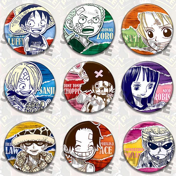 One Piece Anime Badge Pins Luffy Ace Law Childhood Cartoon Brooch Keychain Shiny Film Button Accessories Merchandise Collection