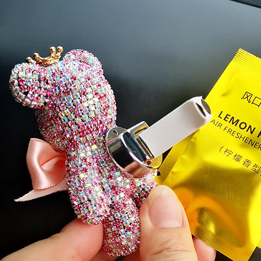 Crystal Diamond Cute Bear Car Fragrance Perfume Clip Air Outlet Aroma Air Fresher Decoration Accessories Aromatherapy