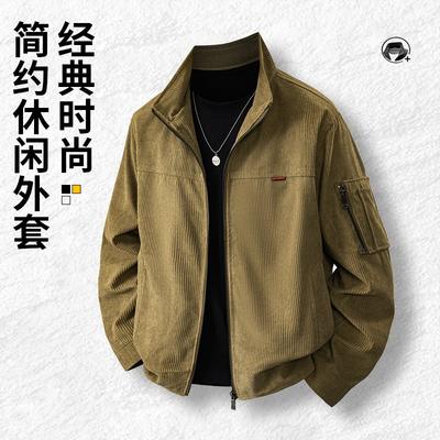 Cordjacke Herrenjacke Herbst und Winter Neu Stehkragen Herrenbekleidung Lässig Locker Trend Kleidung