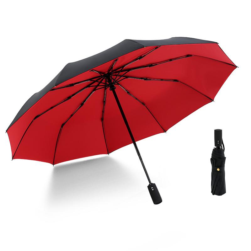 Umbrella Automatic Double-layer 10-bone Rain-proof and Wind-resistant Three-fold Men's Umbrella