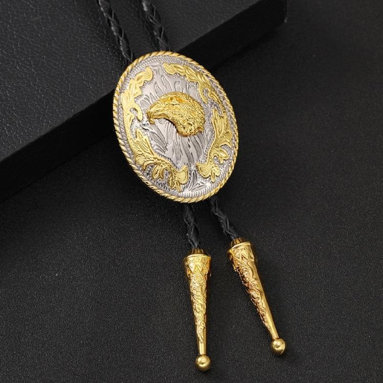 Classical Bolo Tie for Women Men Vintage Carved Head Disc Necktie Western PU Rope Necklace Shirt Tie for Formal Event