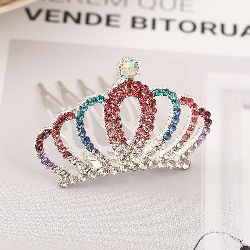 Girls Hair Accessories Mini Crown for Kids Bling Rhinestone Tiaras Hair Combs Princess Diadem Love Heart Shaped Headbands