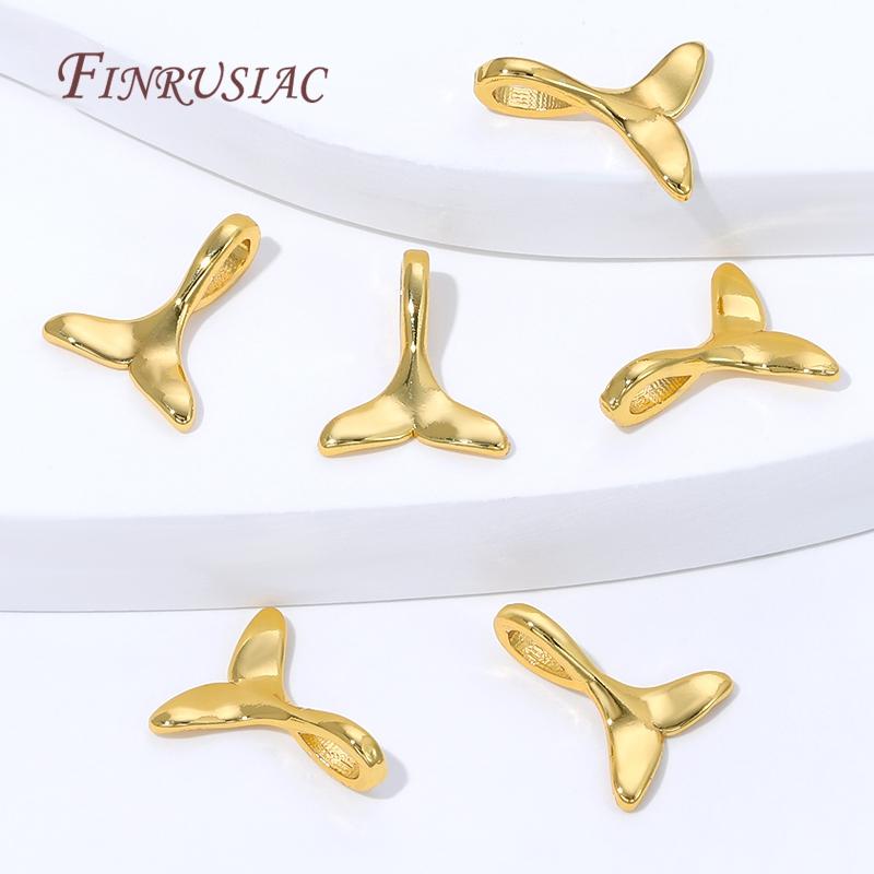 5/10 Stück 18K Gold Plated Fischschwanz Anhänger Für Schmuck, Messing Anhänger Für Halsketten Herstellung Zubehör