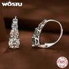 WOSTU 2CT Moissanite Luxury Wedding Drop Dangle Earrings for Women 925 Sterling Silver Engagement Diamond Cut Hoop Earrings