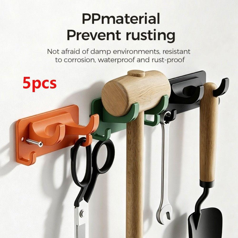 5PCS Wall Mount Gardening Tool Hanger Practical Storage Hook Rack  Household Cleaning