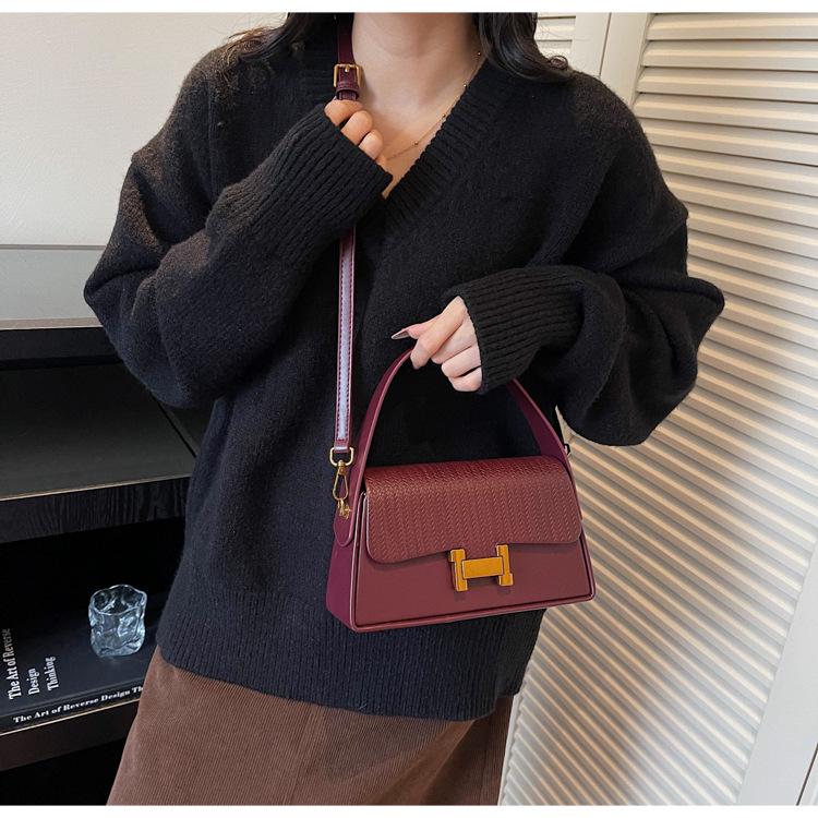 Damen 2025 Minimalistische Texturierte Umhängetasche - Stilvolle H-Schnalle, Kleines Quadratisches Design