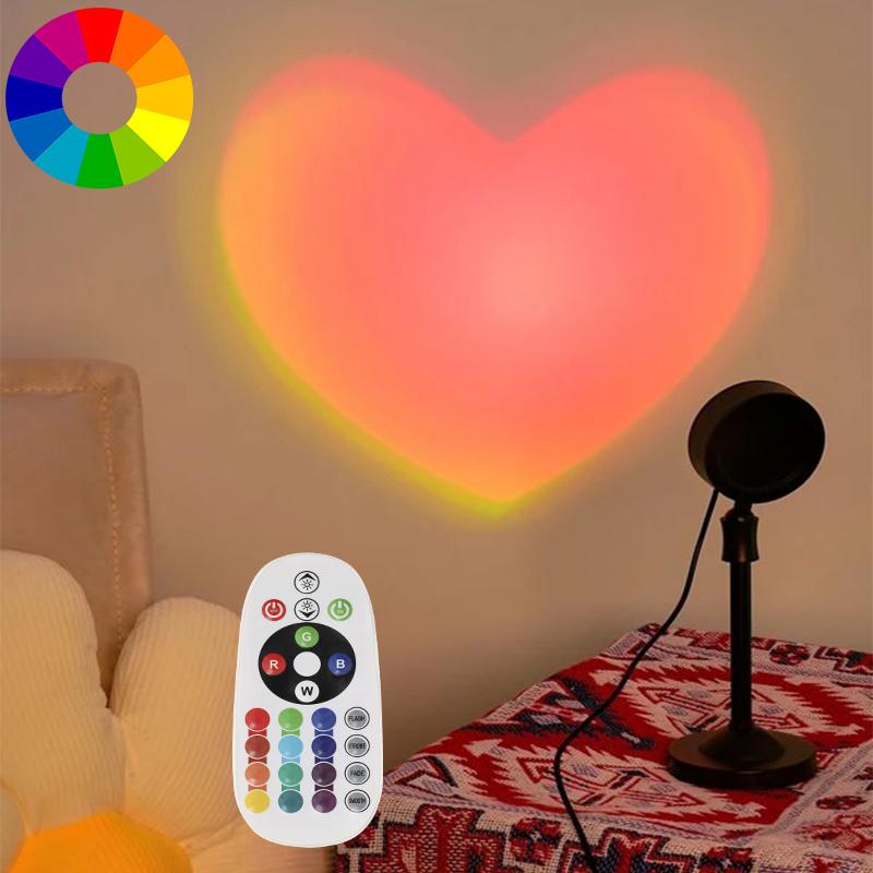2025 Sunset Light Love Projection Night Light Sunset Projection LED Desk Lamp Bedroom Atmosphere Rainbow Light Decorative Light