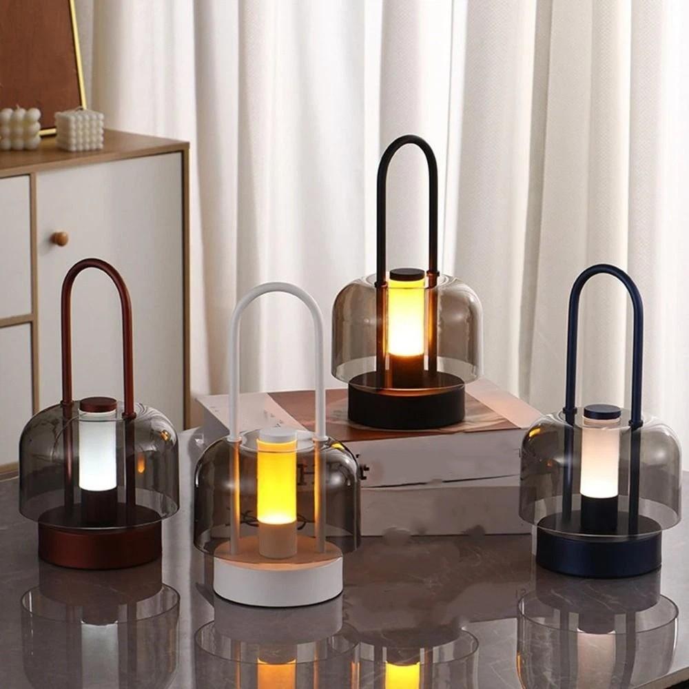 Rechargeable Camping Style Lamp Tri Color Touch Switch Desk Lamp Acrylic Material Metal Base Night Light Camping Use